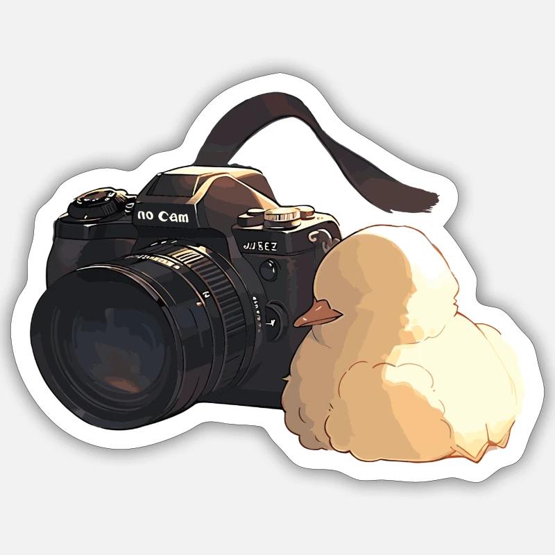 Curious Chick Explores Photography - Sticker size S (10 x 10 cm) - white matte