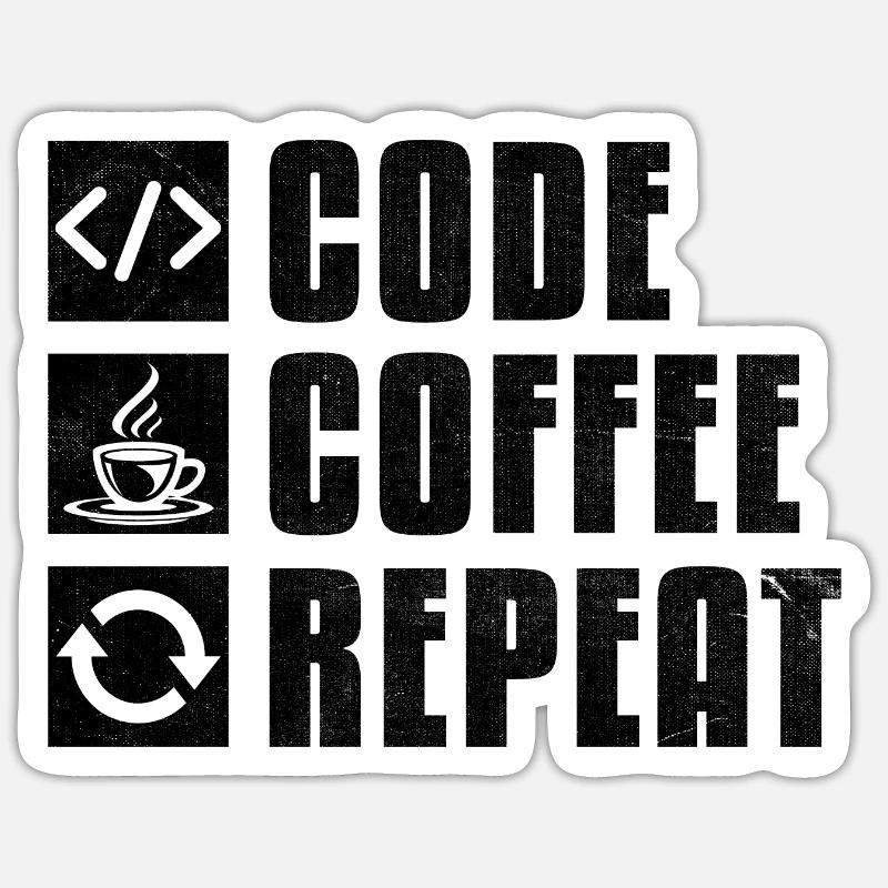 Café Codage Programmeur Codeur Développeur Nerd Coff Sticker taille S (10 x 10 cm)