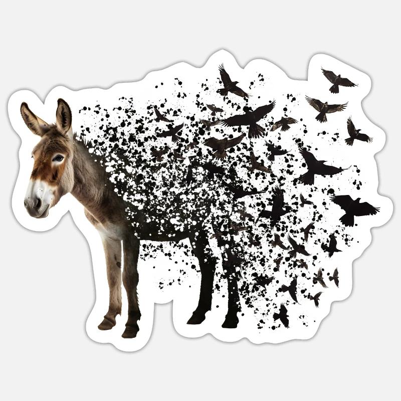 Âne - Sticker taille S (10 x 10 cm) - blanc mat
