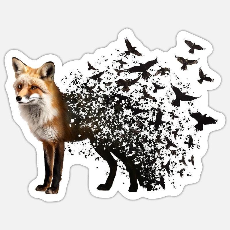 Renard - Sticker taille S (10 x 10 cm) - blanc mat