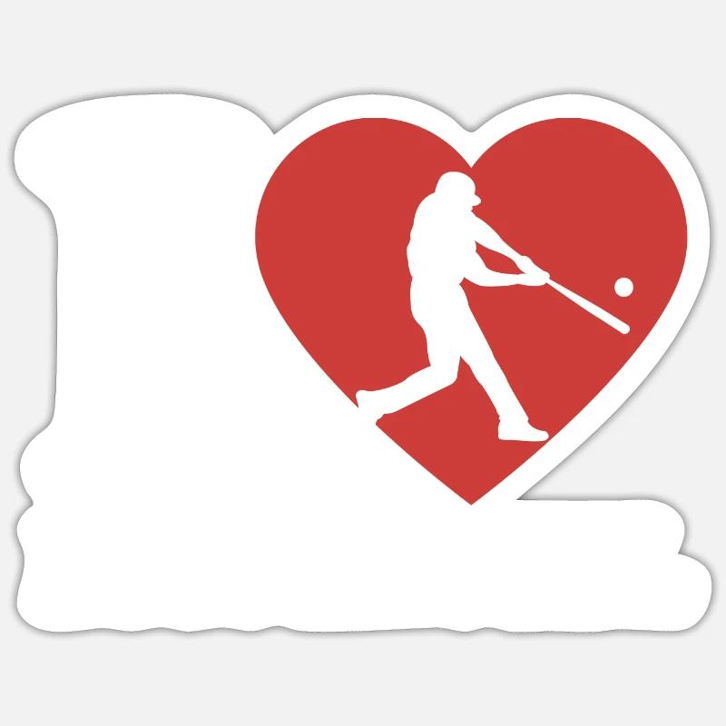 I Love Baseball - Herz - Hobby - Sticker Größe S (10 x 10 cm) - Mattweiß