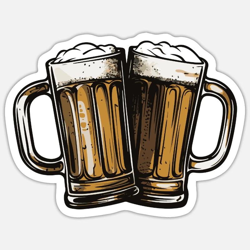 Bierkrug Bier Anstoßen - Sticker Größe S (10 x 10 cm) - Mattweiß