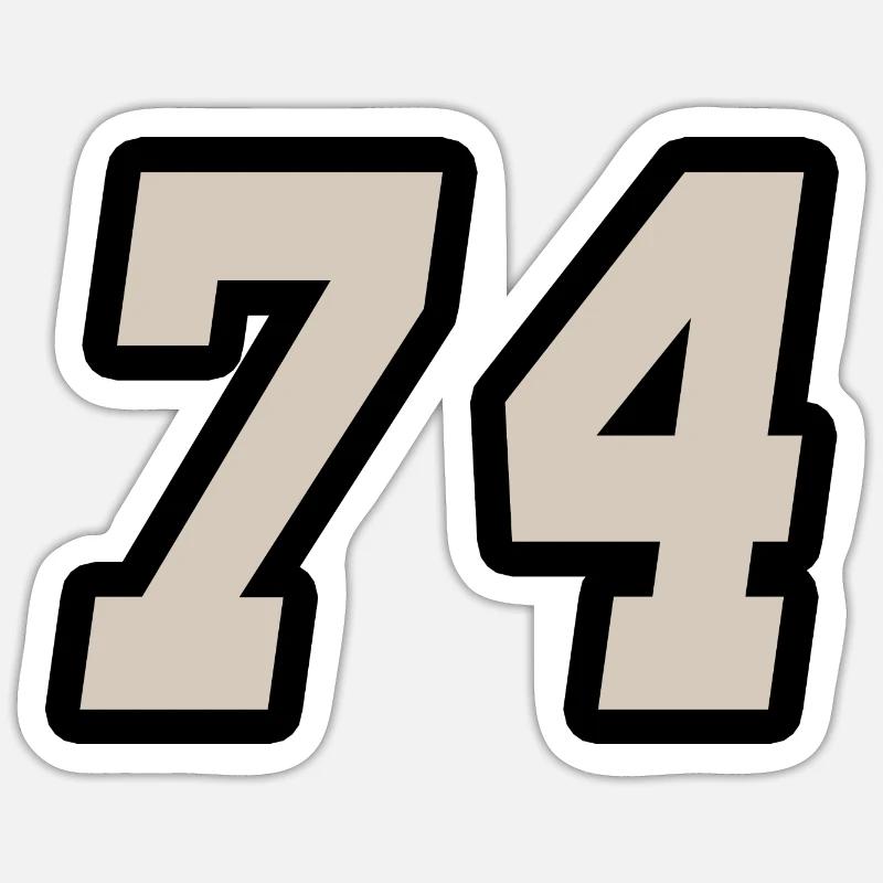 Nummer vierundsiebzig 74 - Sticker Größe S (10 x 10 cm) - Mattweiß