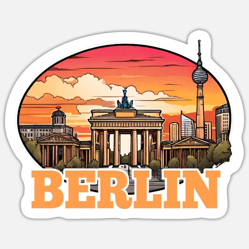 Berlin Skyline 2 - Sticker size S (10 x 10 cm) - white matte