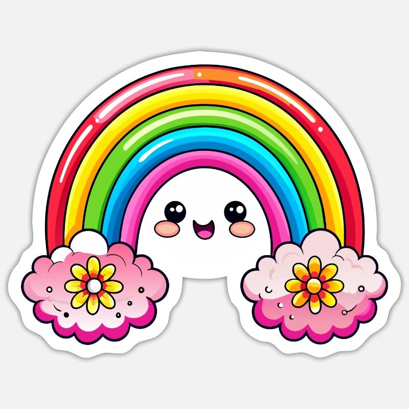 Süßer Regenbogen - Sticker Größe S (10 x 10 cm) - Mattweiß