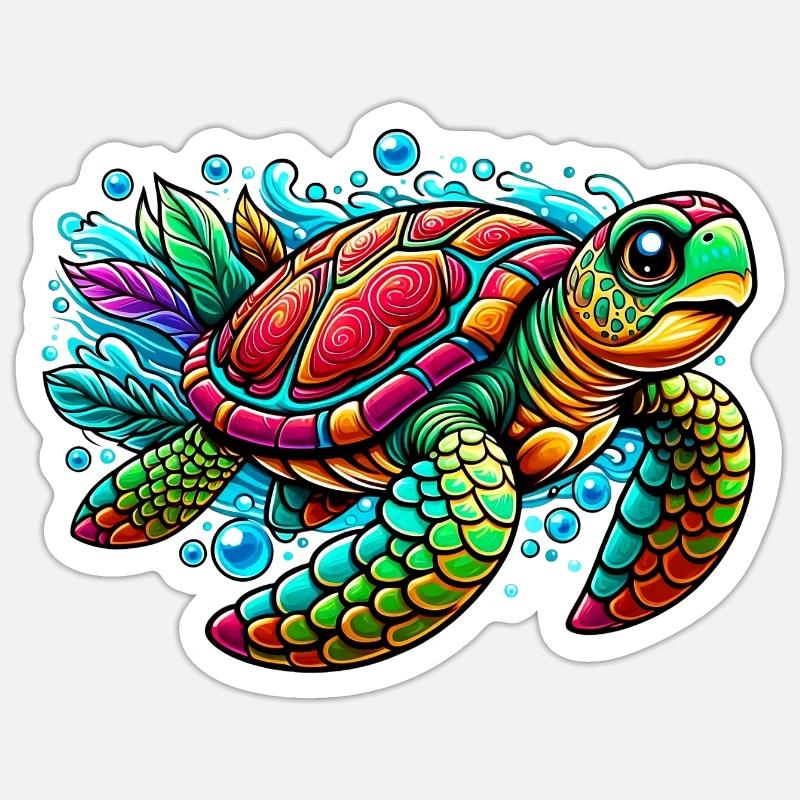 Schildkröte - Sticker Größe S (10 x 10 cm) - Mattweiß