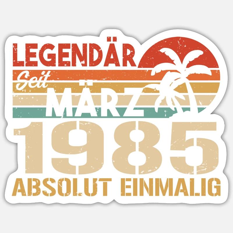 Légendaire depuis mars 1985 - absolument unique - Sticker taille S (10 x 10 cm) - blanc mat