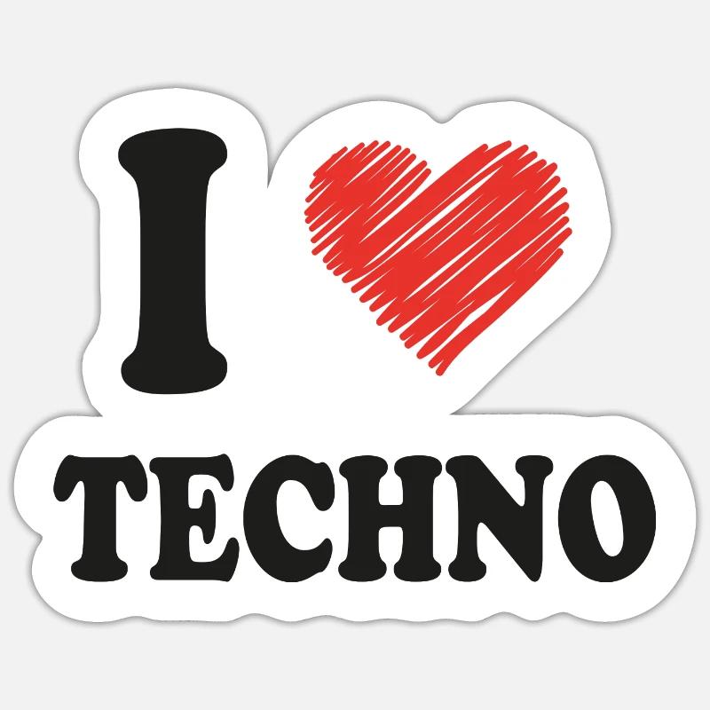 I Love Techno Sticker size S (10 x 10 cm)