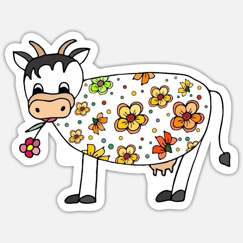 Kuh - Sticker Größe S (10 x 10 cm) - Mattweiß