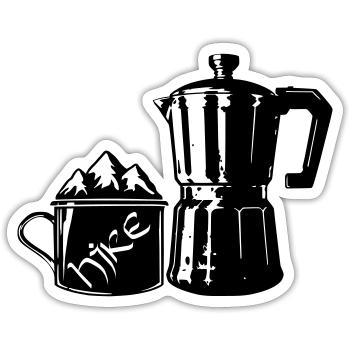 Coffee Hike - Mountain Espresso [Schwarz] - Sticker Größe S (10 x 10 cm) - Mattweiß - Vorne