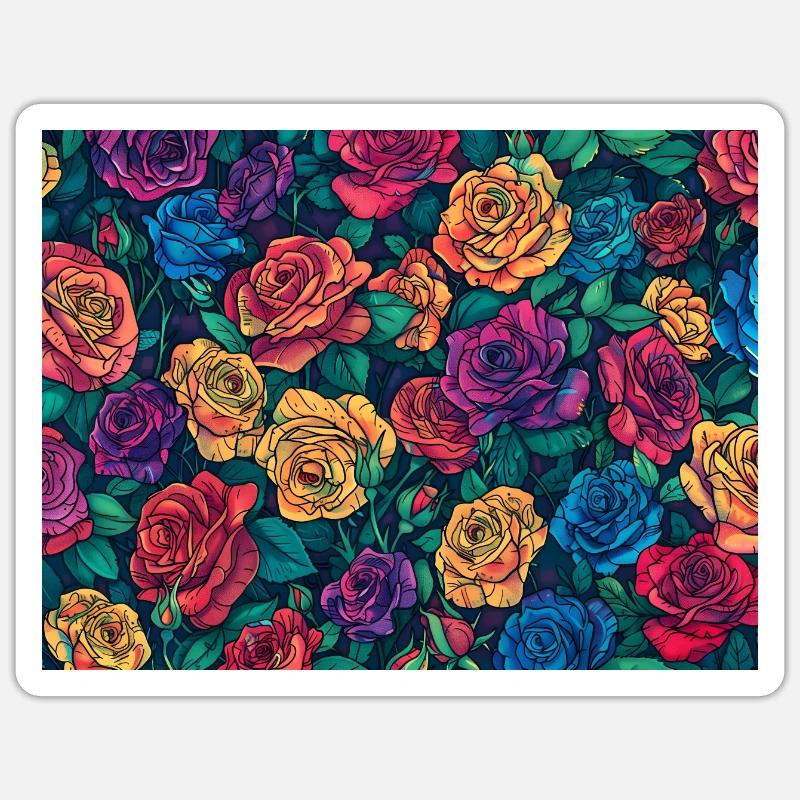 Bild im Zeichenstil einer Sammlung verschiedener ros Sticker Größe S (10 x 10 cm)