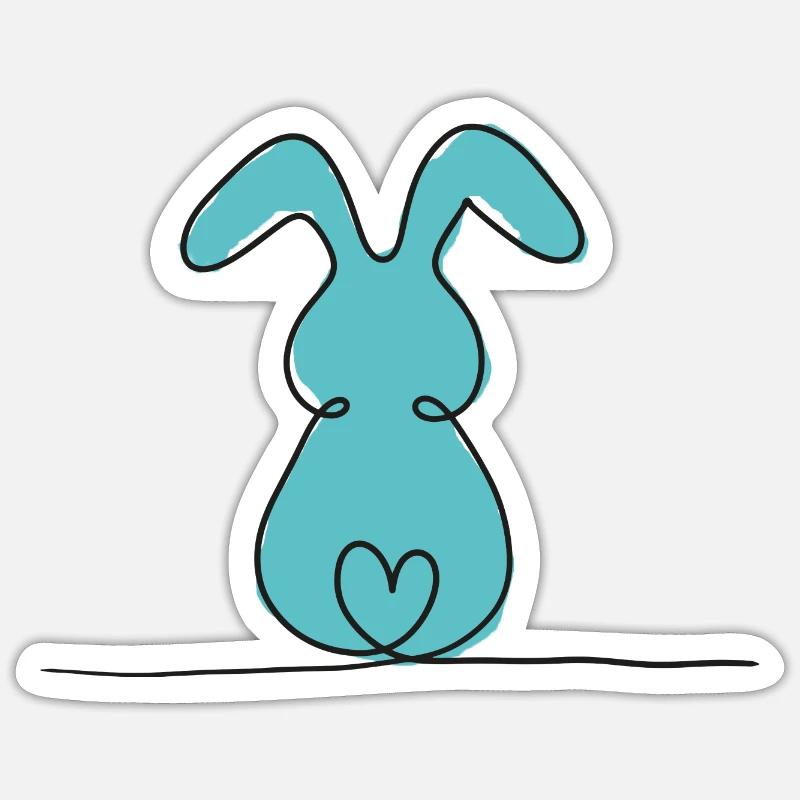 One-Line Bunny Colored Sticker size S (10 x 10 cm)
