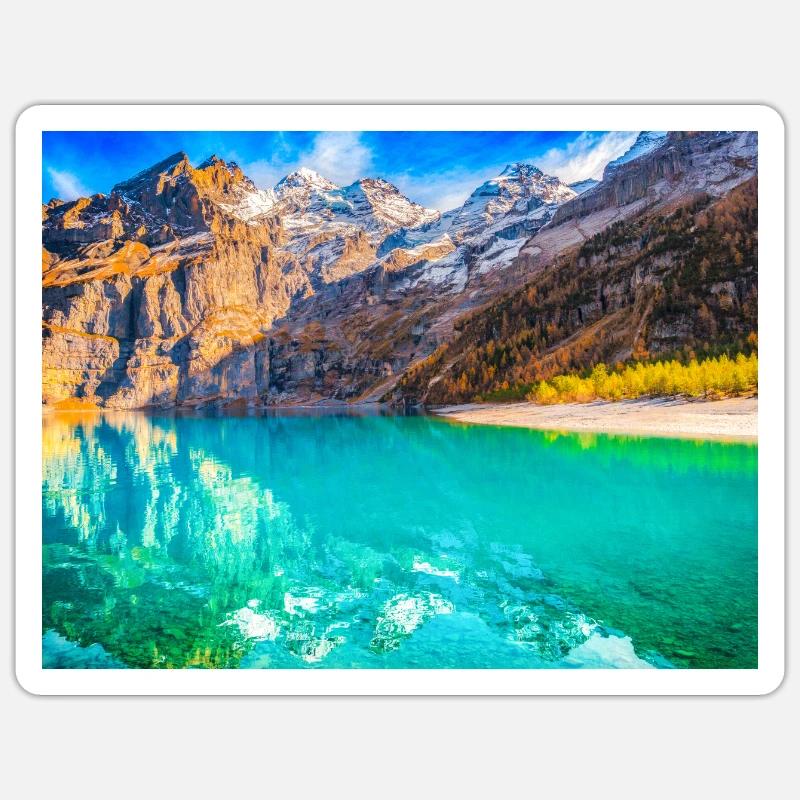 ALPEN SEE - Sticker Größe S (10 x 10 cm) - Mattweiß