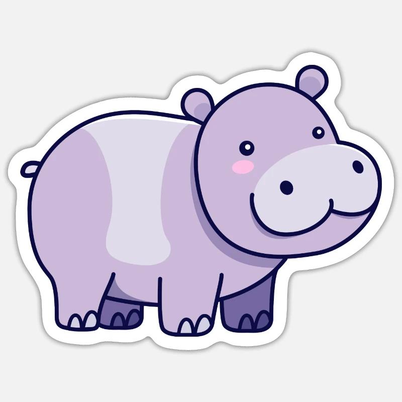 Hippopotame Sticker taille S (10 x 10 cm)