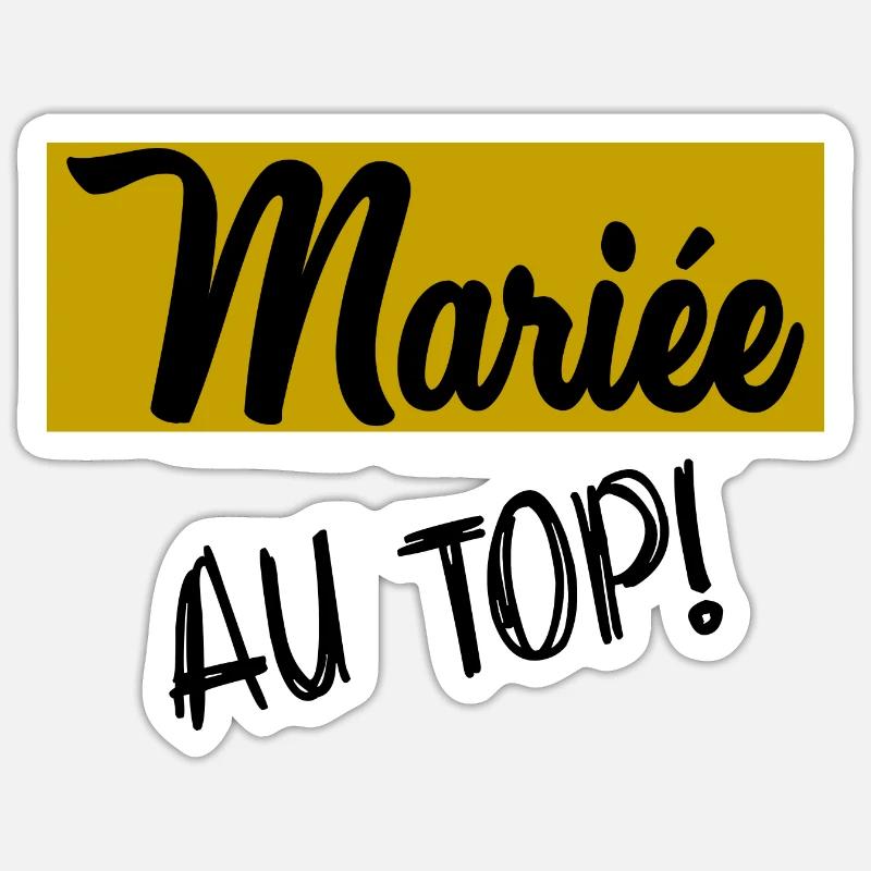 JUST MARRIED. EVJF. MARIEE - Sticker taille S (10 x 10 cm) - blanc mat