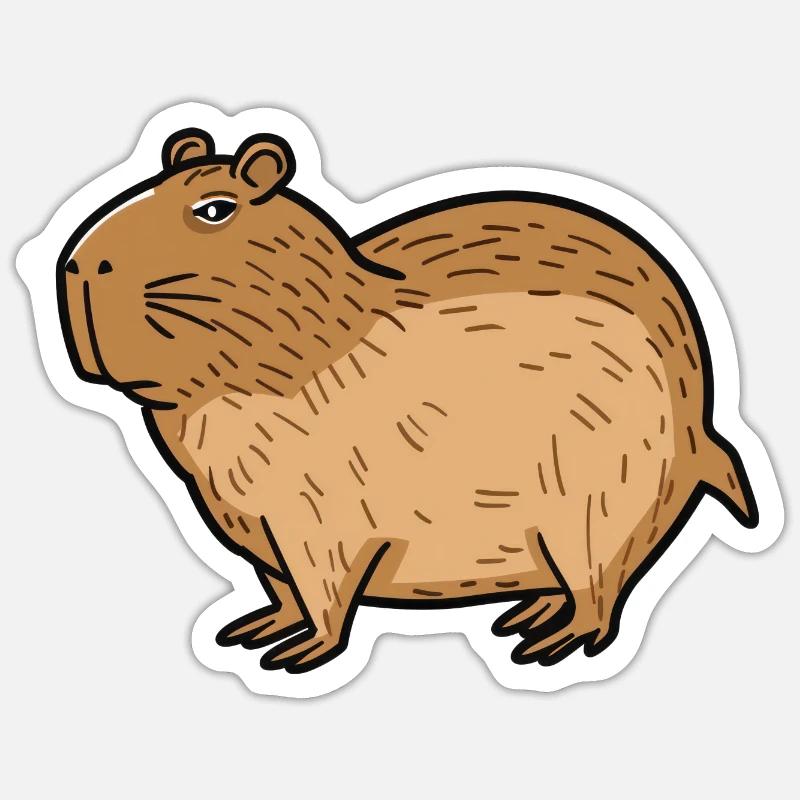 Capybara - Sticker taille S (10 x 10 cm) - blanc mat
