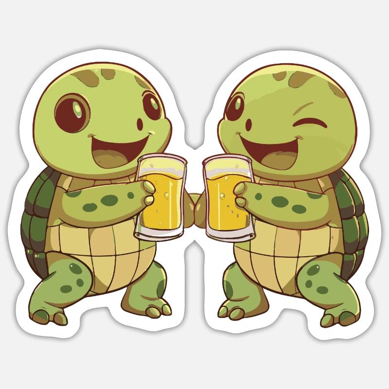 Turtle Comic Beer Funny Booze - Sticker size S (10 x 10 cm) - white matte