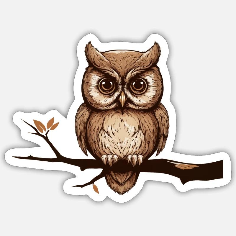 Eulenblick - Sticker Größe S (10 x 10 cm) - Mattweiß