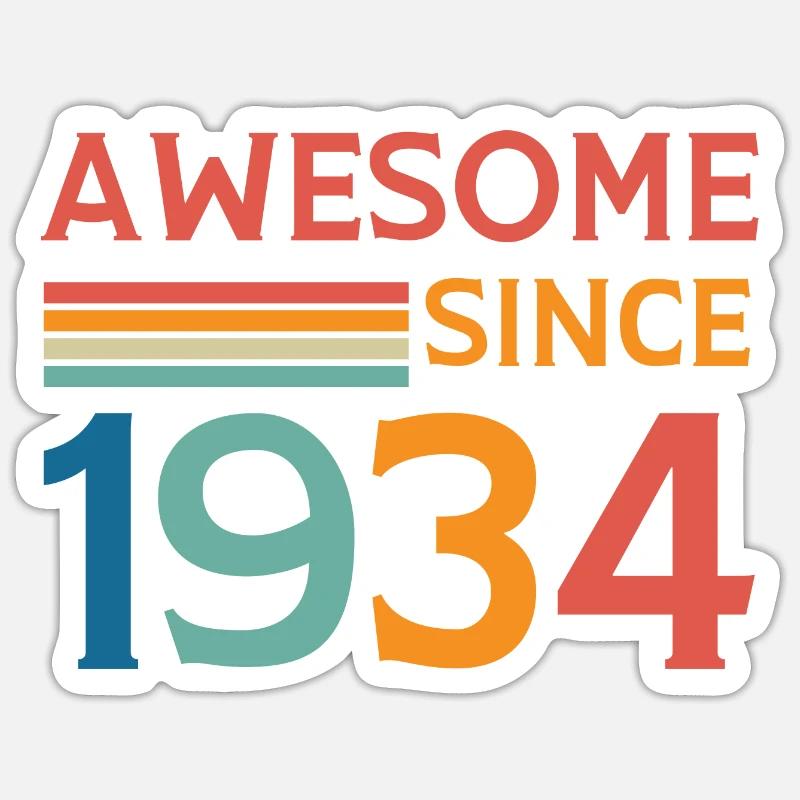 Awesome since 1934 - Sticker size S (10 x 10 cm) - white matte