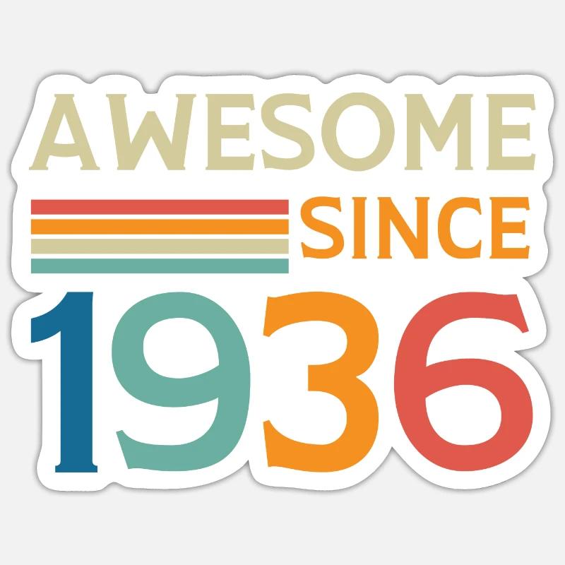 Awesome since 1936 - Sticker taille S (10 x 10 cm) - blanc mat