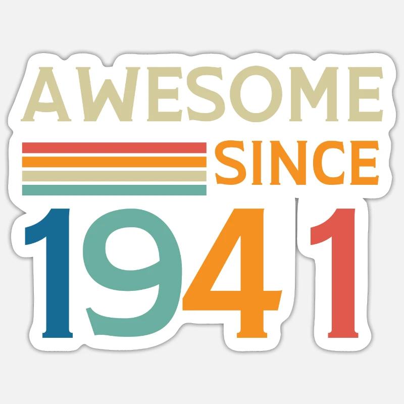Awesome since 1941 - Sticker taille S (10 x 10 cm) - blanc mat