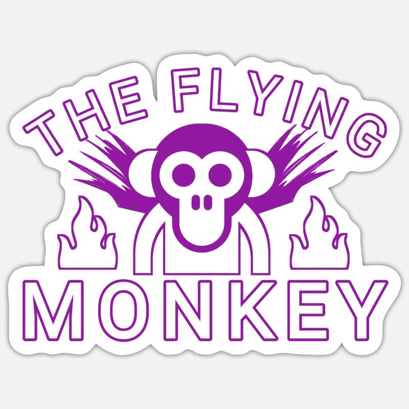Le singe volant - Sticker taille S (10 x 10 cm) - blanc mat