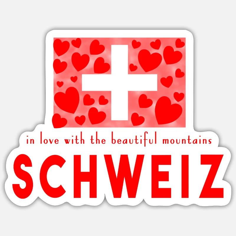 Coeurs de Suisse - Sticker taille S (10 x 10 cm) - blanc mat