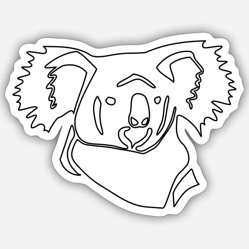Koala Linienkunst - Sticker Größe S (10 x 10 cm) - Mattweiß