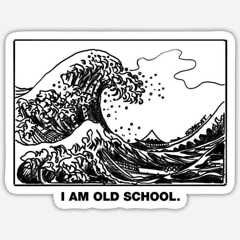 Old School Wave - Sticker size S (10 x 10 cm) - white matte