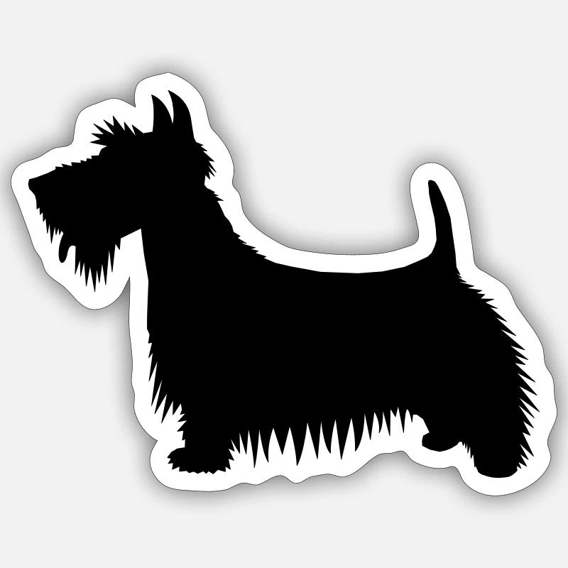 Eine Silhouettenillustration eines Scots Terrier Sticker Größe S (10 x 10 cm)