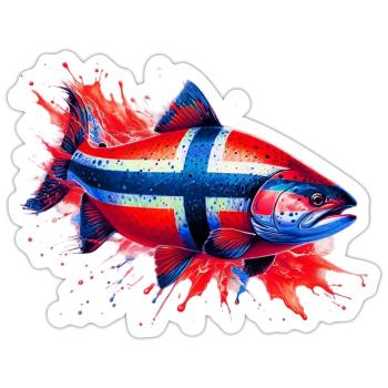 Norwegischer Lachs - Sticker Größe S (10 x 10 cm) - Mattweiß - Vorne