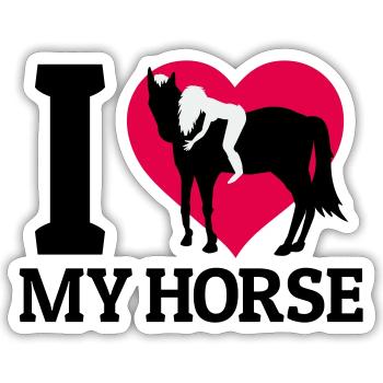 J’aime mon cheval - Sticker taille S (10 x 10 cm) - blanc mat - Devant