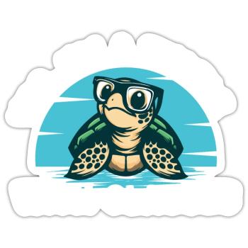 Oui, je suis une tortue avec des lunettes - Amoureux des tortues de mer - Sticker taille S (10 x 10 cm) - blanc mat - Devant