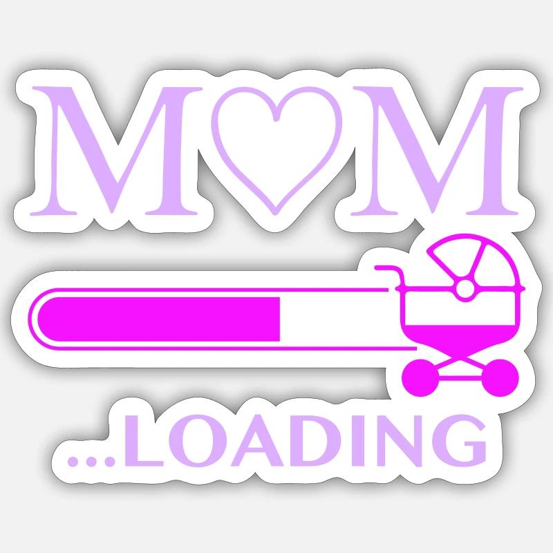 mom loading - Sticker size S (10 x 10 cm) - white matte