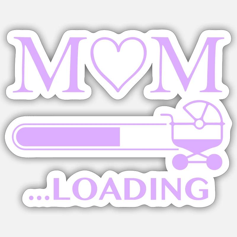 mom loading - Sticker Größe S (10 x 10 cm) - Mattweiß