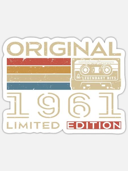 1961 Retro 1961 Geburtstagsgeschenk - Jahrgang 1961 - Sticker Größe S (10 x 10 cm) - Mattweiß