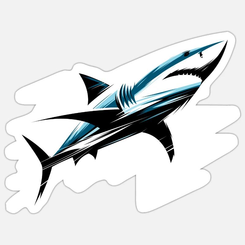 Requin en mouvement - Sticker taille S (10 x 10 cm) - blanc mat