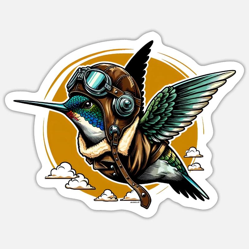 Hummingbird Pilot - Sticker size S (10 x 10 cm) - white matte