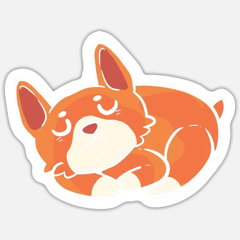 Corgi - Sticker Größe S (10 x 10 cm) - Mattweiß
