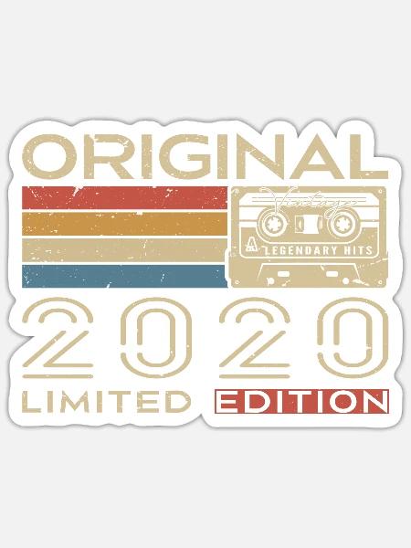 2020 Retro 2020 Geburtstagsgeschenk - Jahrgang 2020 - Sticker Größe S (10 x 10 cm) - Mattweiß