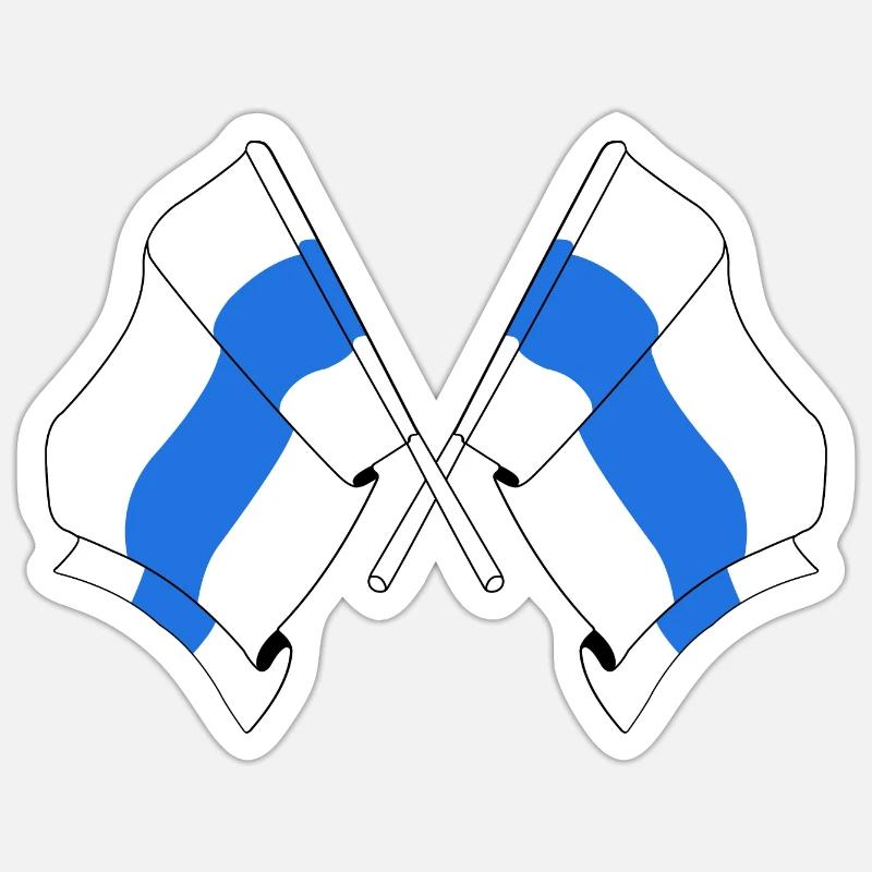 Deux drapeaux Zoug Suisse - Sticker taille S (10 x 10 cm) - blanc mat