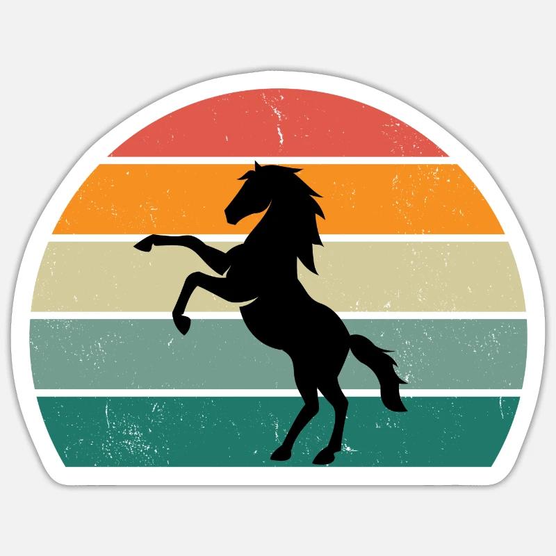 Conception rétro de la silhouette du cheval Sticker taille S (10 x 10 cm)