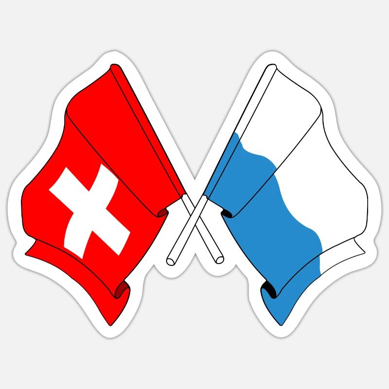 Drapeau de la Suisse et drapeau de Lucerne Sticker taille S (10 x 10 cm)