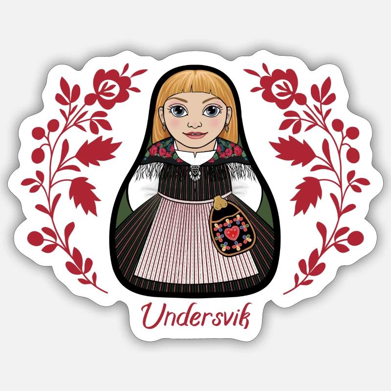 UndervikStinta mit Blumen - Sticker Größe S (10 x 10 cm) - Mattweiß