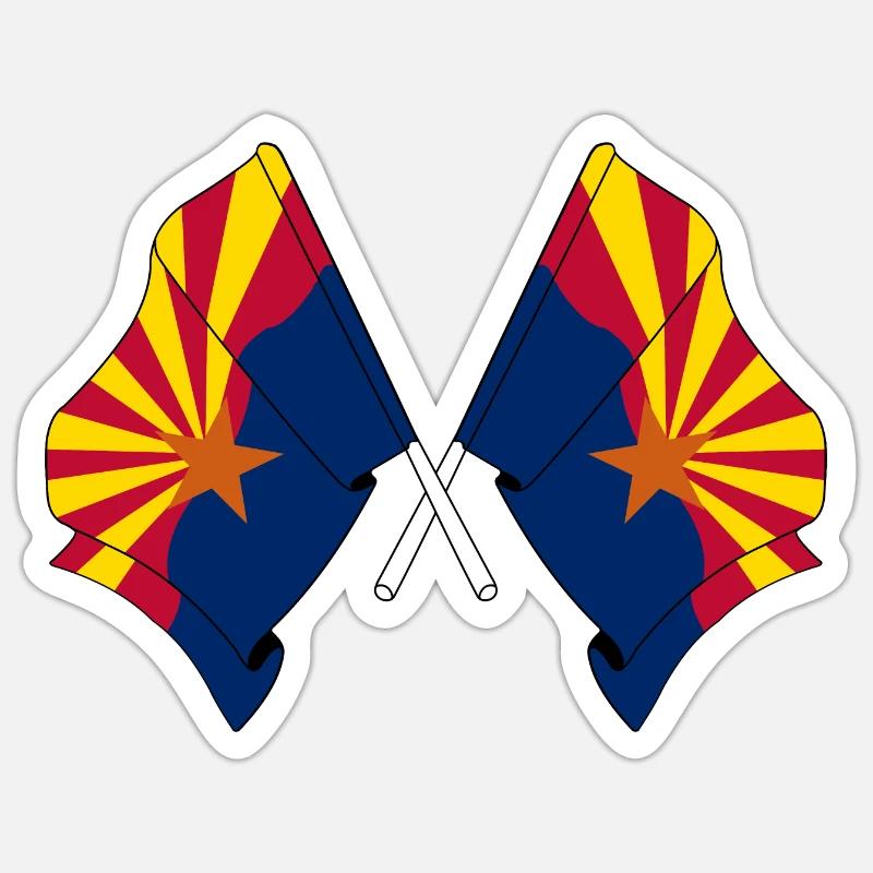 Deux drapeaux de l’Arizona - Sticker taille S (10 x 10 cm) - blanc mat