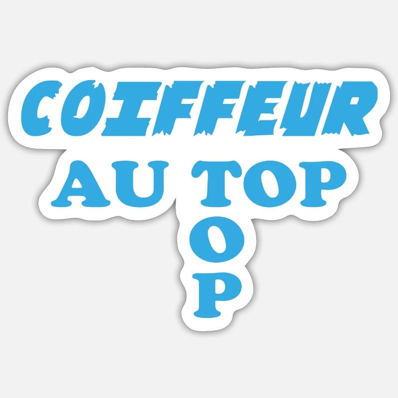 COIFFEUR au top - Sticker taille S (10 x 10 cm) - blanc mat