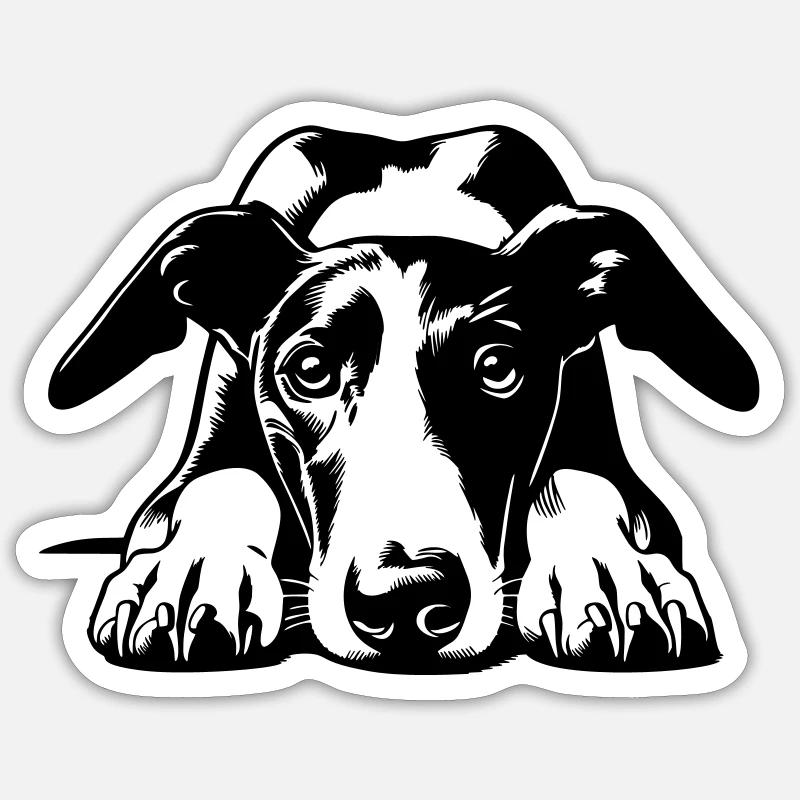 Galgo Head with Paws - Sticker size S (10 x 10 cm) - white matte