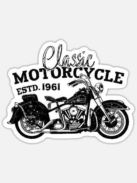 Retro 1961 Motorrad Biker Motorrad Geburtstag 1961 - Sticker Größe S (10 x 10 cm) - Mattweiß