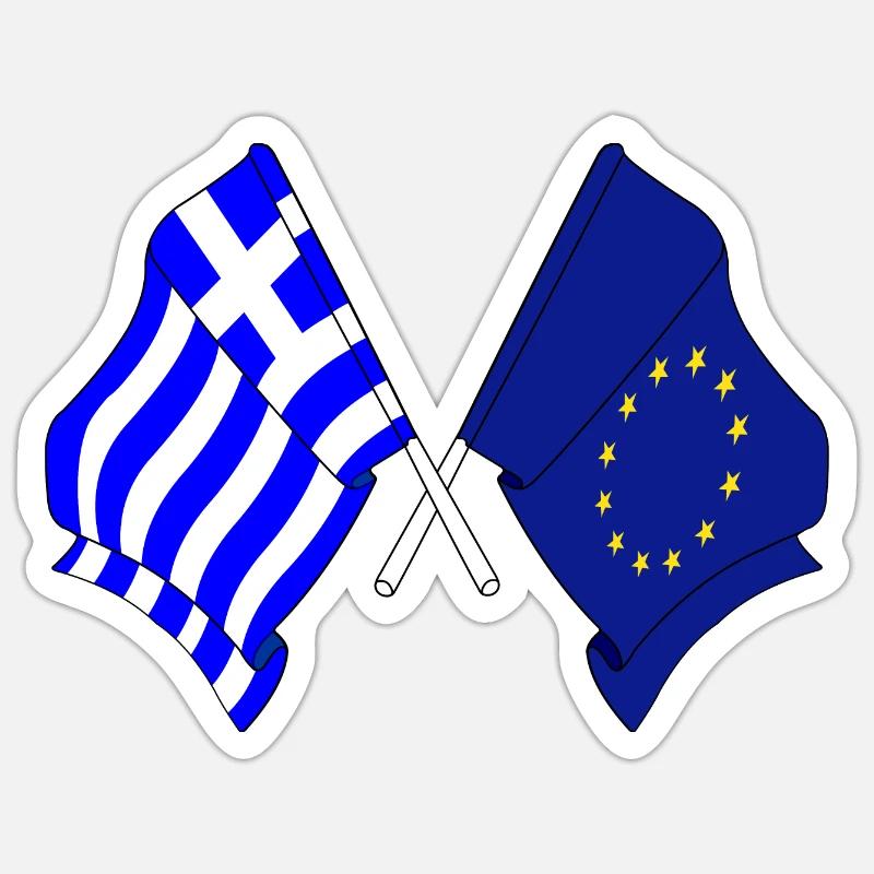 Drapeau de la Grèce, drapeau de l’Europe Sticker taille S (10 x 10 cm)