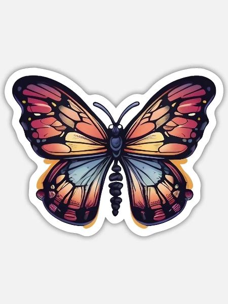 Bunter Schmetterling - Sticker Größe S (10 x 10 cm) - Mattweiß